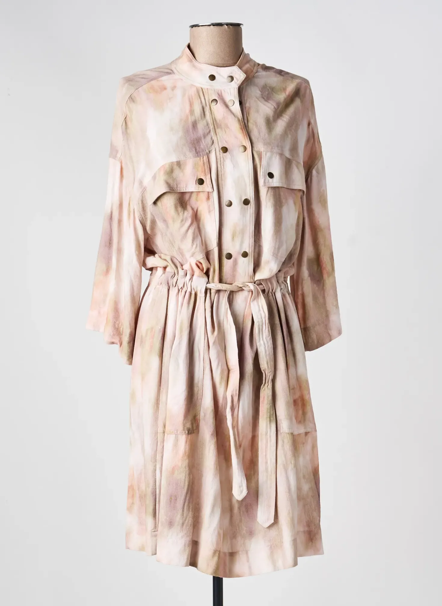 Robe Mi-longue Indi & Cold Beige Manches Longues