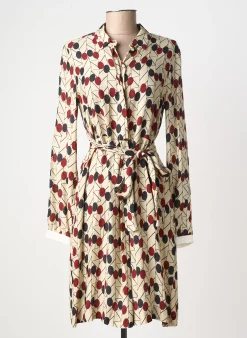 Robe Mi-longue 0039 Italy Beige Manches Longues