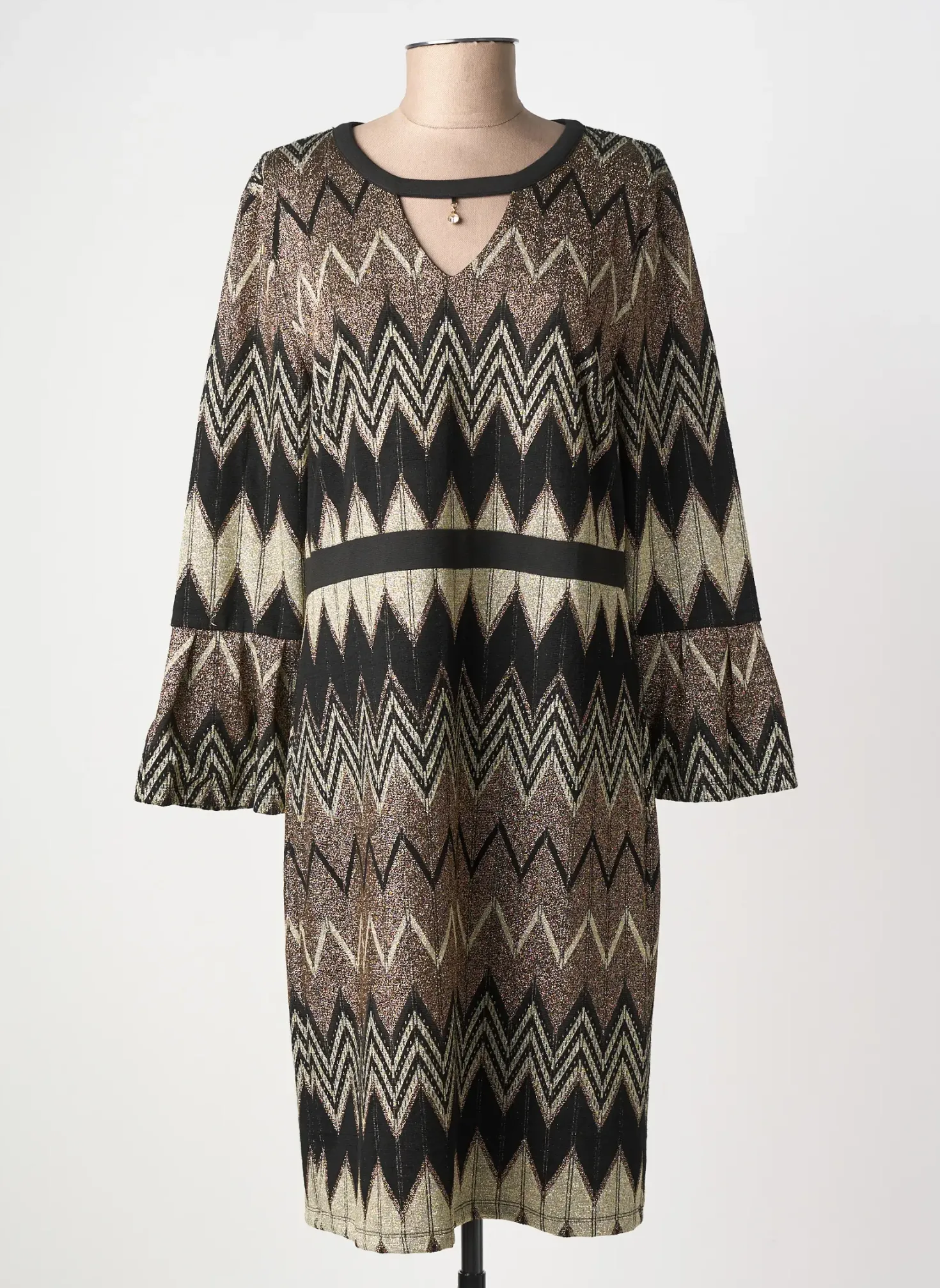 Robe Mi-longue K-design Or Manches 3/4