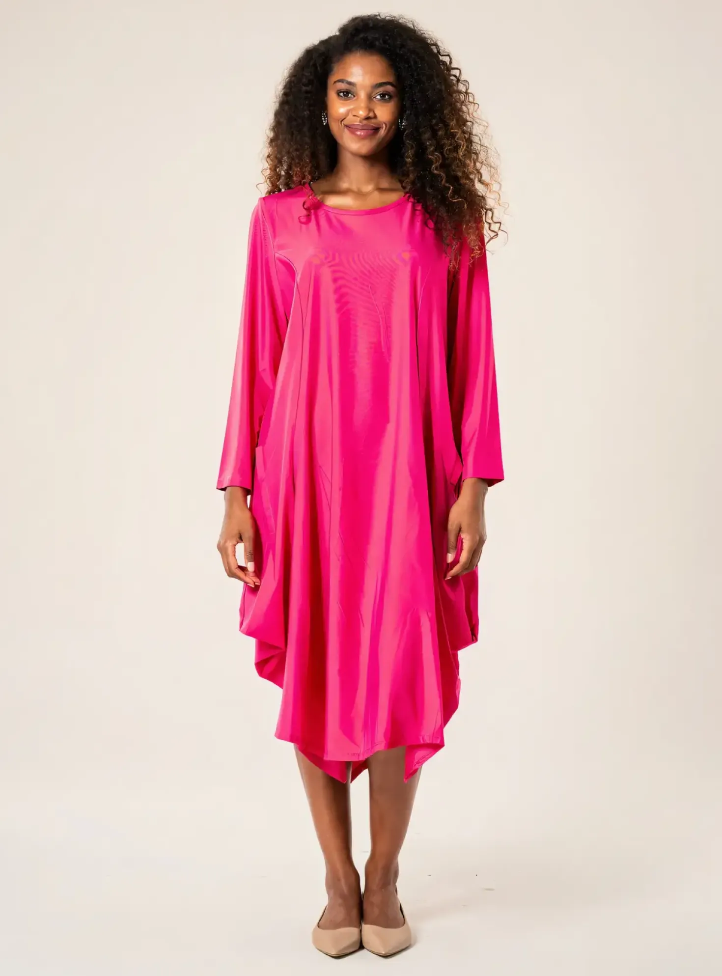 Robe Mi-longue Kozan Rose Manches Longues