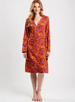 Robe Mi-longue La Fiancée Orange Manches Longues