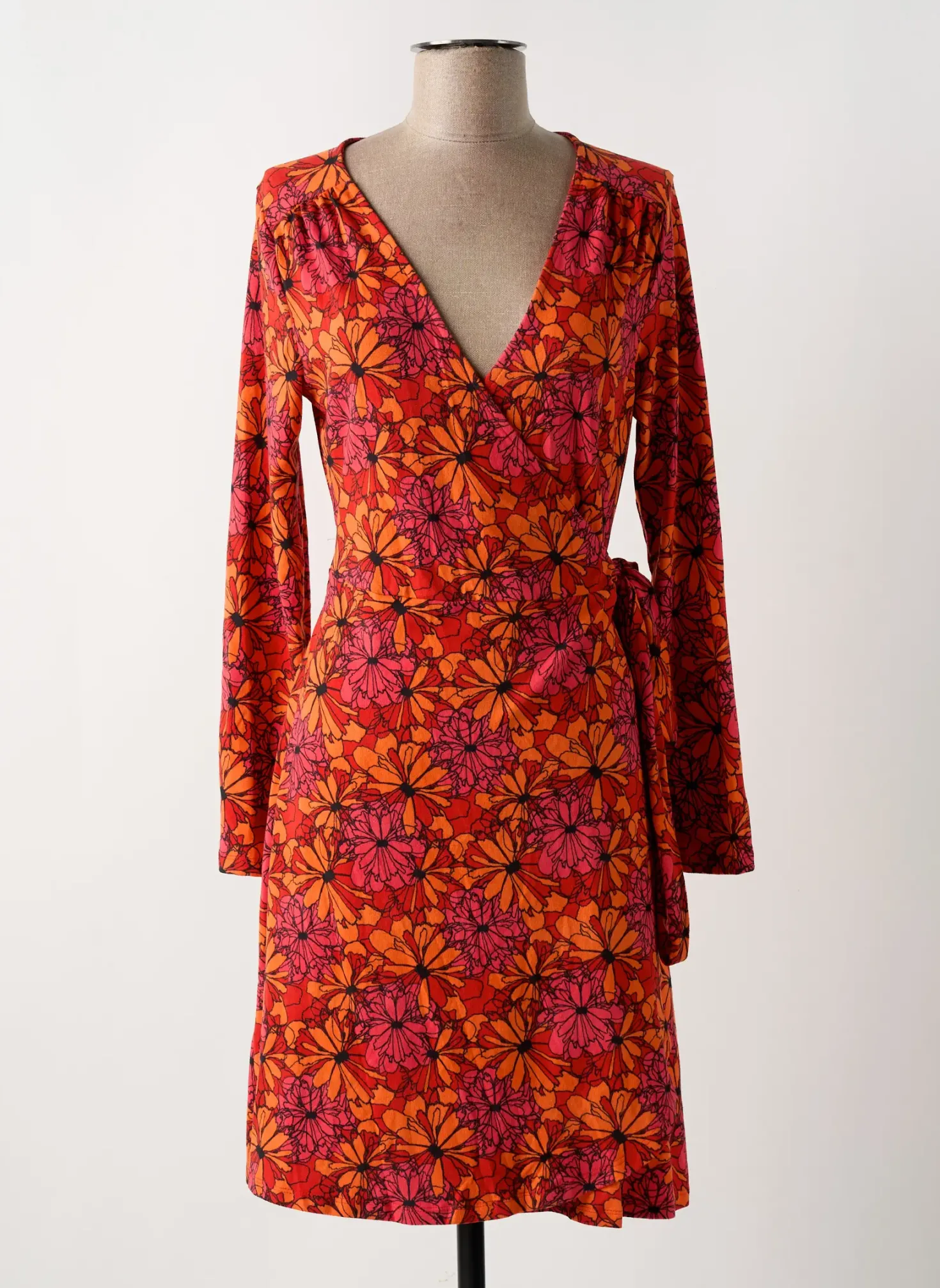 Robe Mi-longue La Fiancée Orange Manches Longues