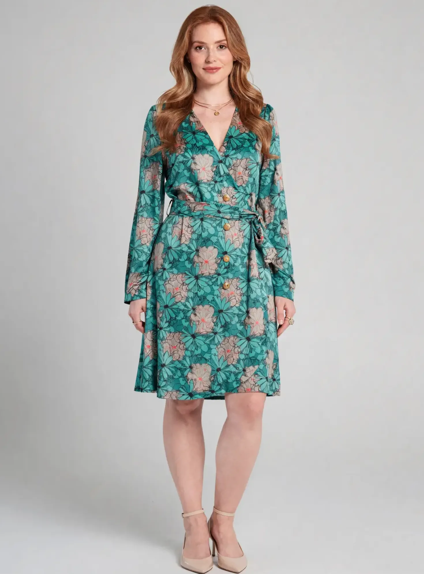 Robe Mi-longue La Fiancée Vert Manches Longues