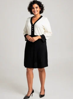 Robe Mi-longue Marble Noir Manches Longues