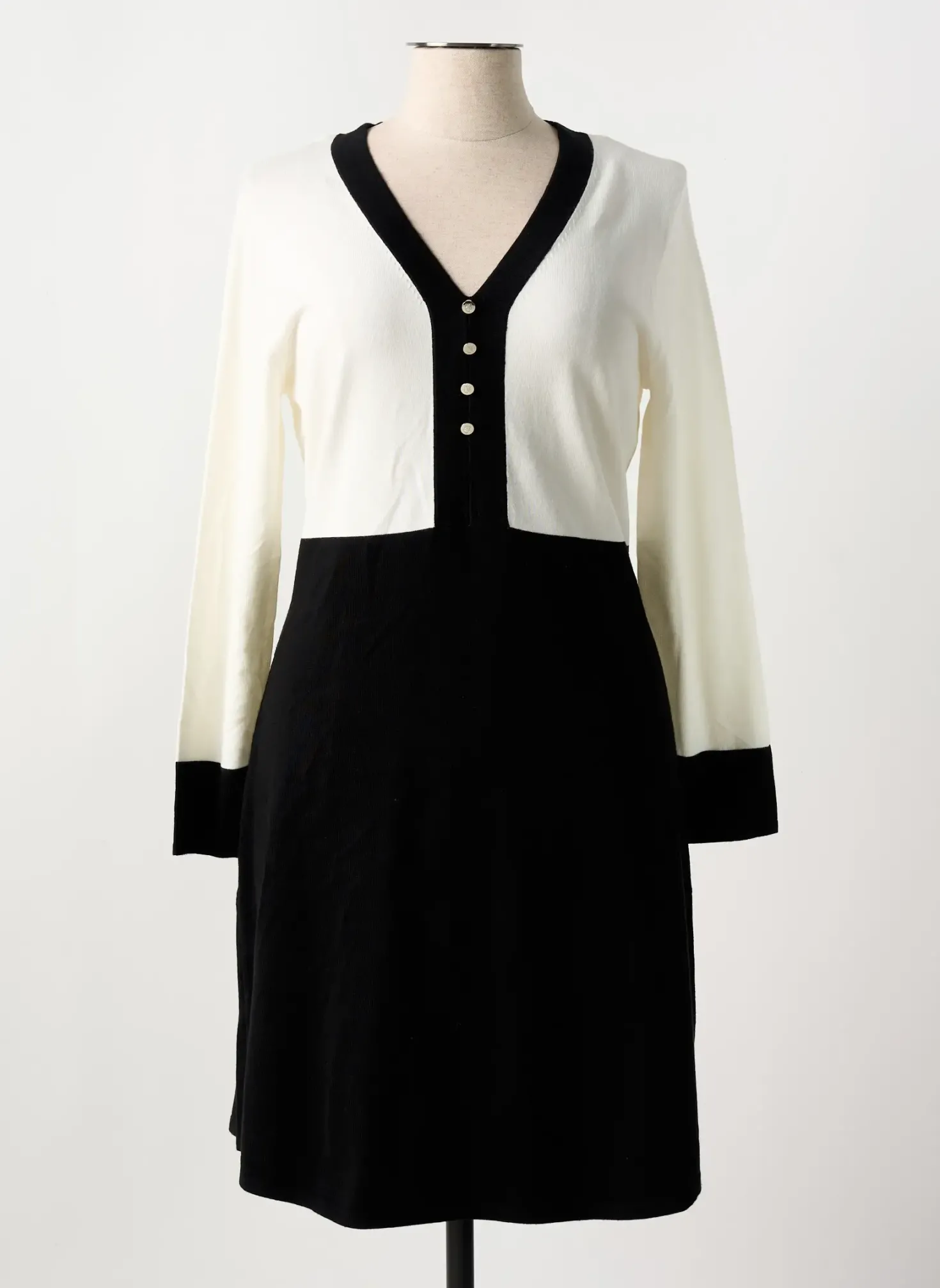 Robe Mi-longue Marble Noir Manches Longues