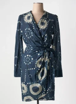 Robe Mi-longue Mare Di Latte Bleu Manches Longues