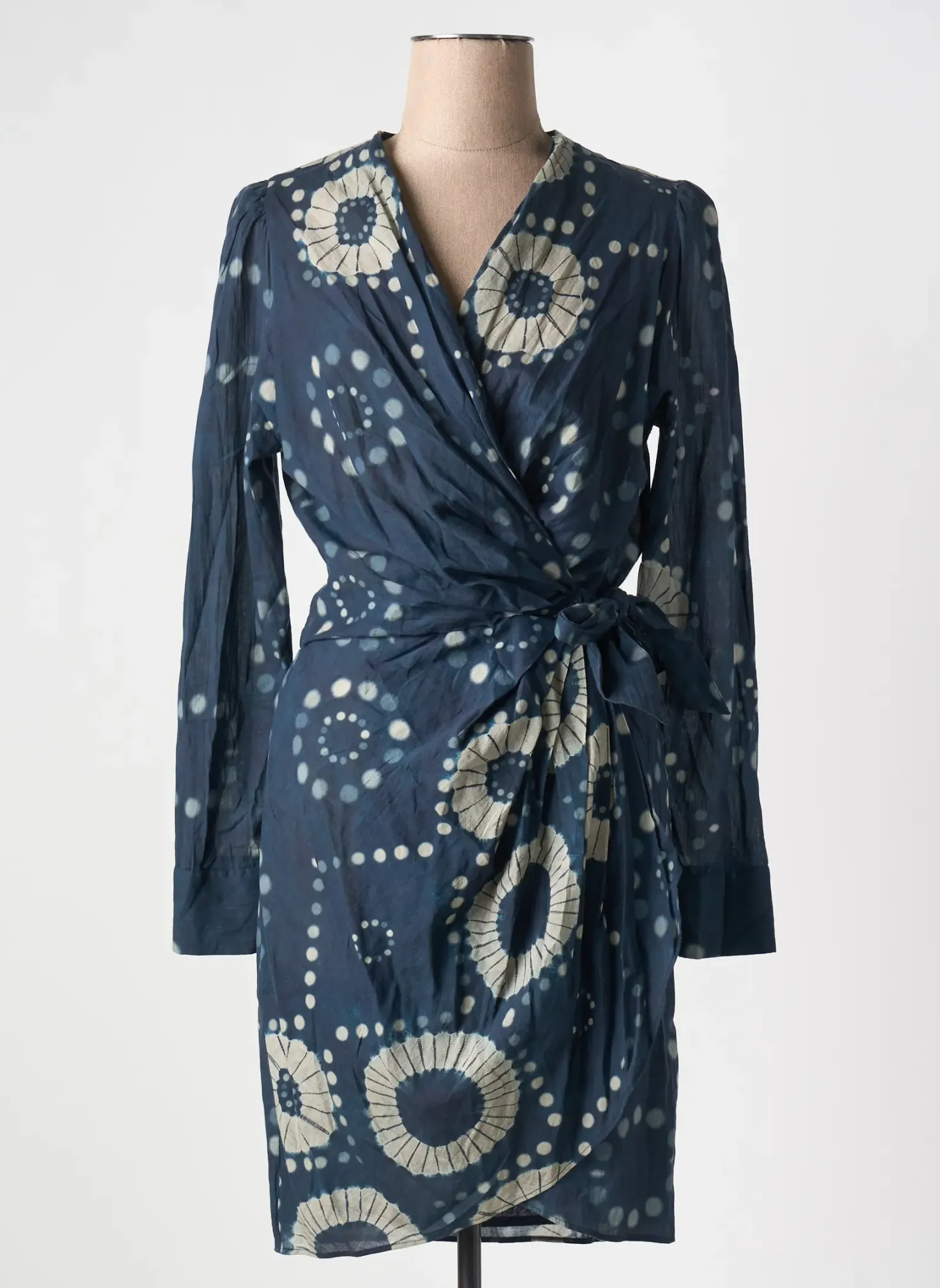 Robe Mi-longue Mare Di Latte Bleu Manches Longues