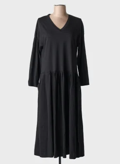 Robe Mi-longue Masai Noir Manches Longues
