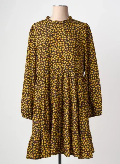 Robe Mi-longue Molly Bracken Jaune Manches Longues