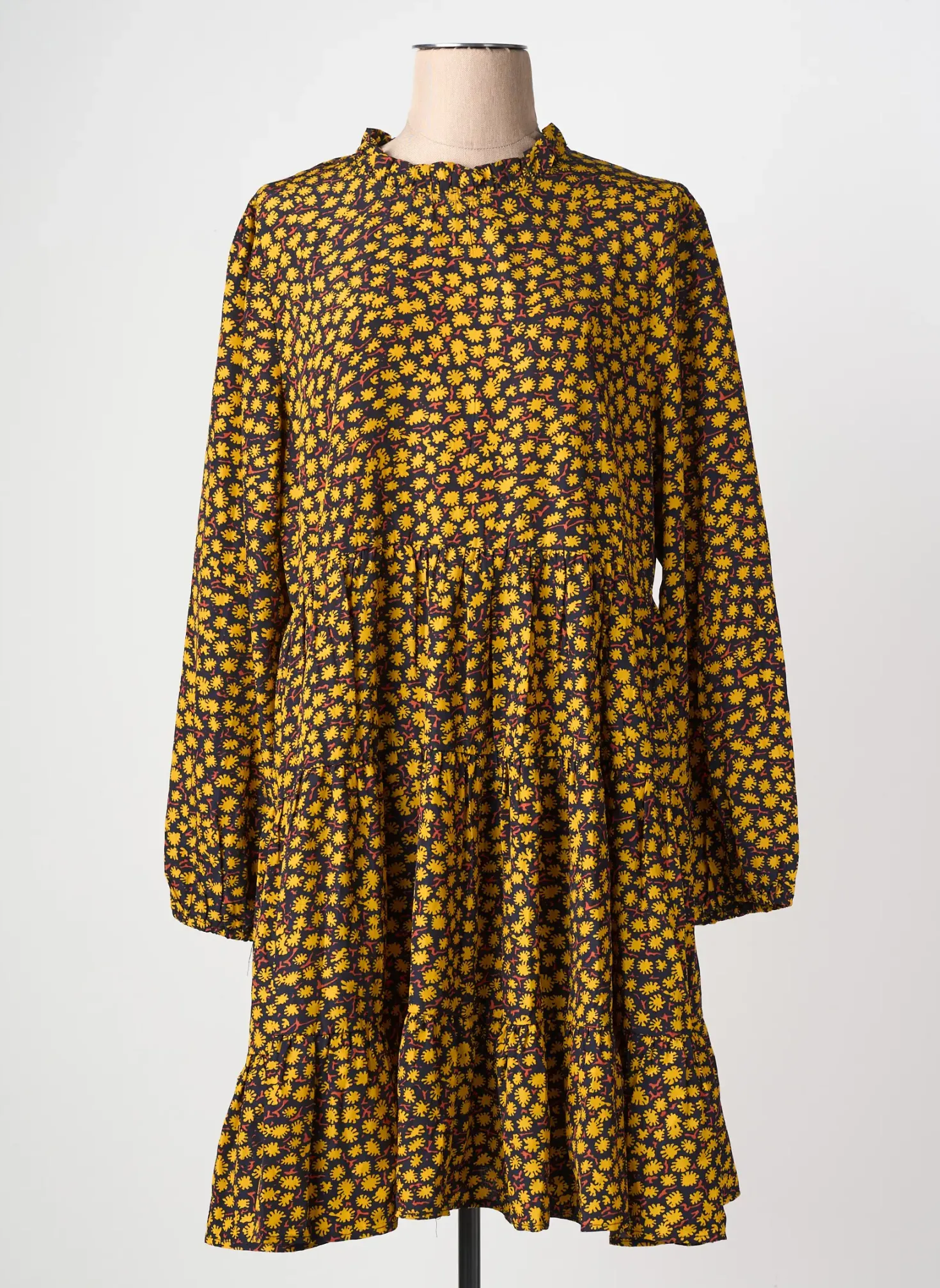 Robe Mi-longue Molly Bracken Jaune Manches Longues
