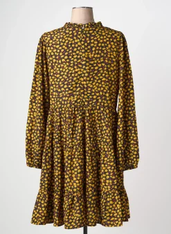 Robe Mi-longue Molly Bracken Jaune Manches Longues