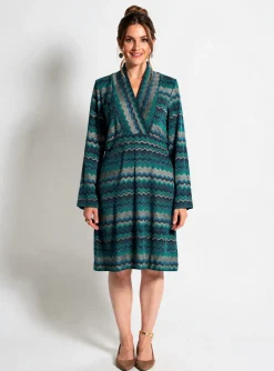 Robe Mi-longue Nathalie Chaize Vert Manches Longues