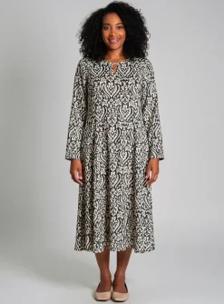 Robe Mi-longue Niki Mode Noir Manches Longues