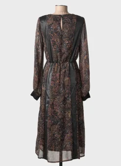 Robe Mi-longue Nü Marron Manches Longues