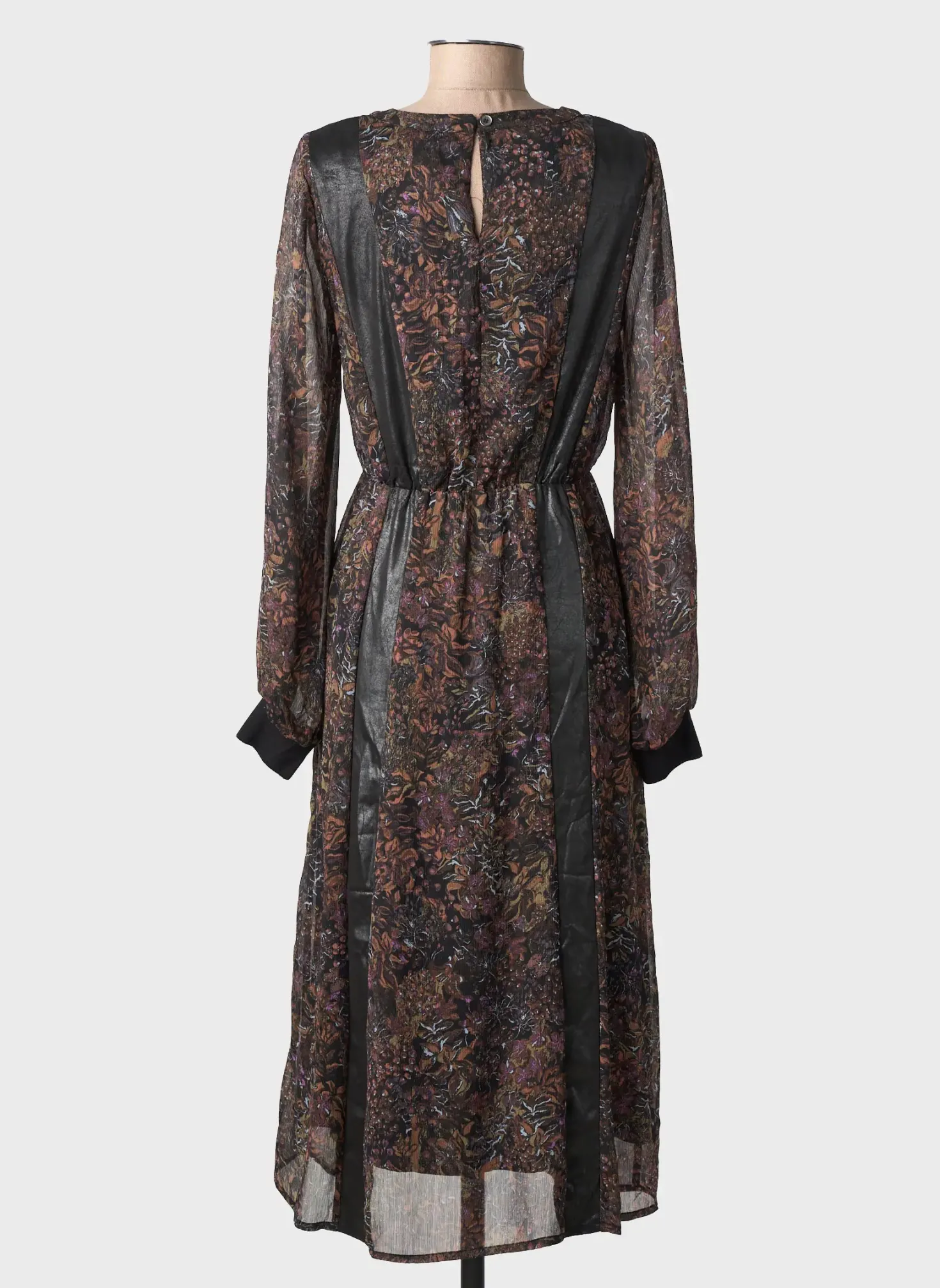 Robe Mi-longue Nü Marron Manches Longues