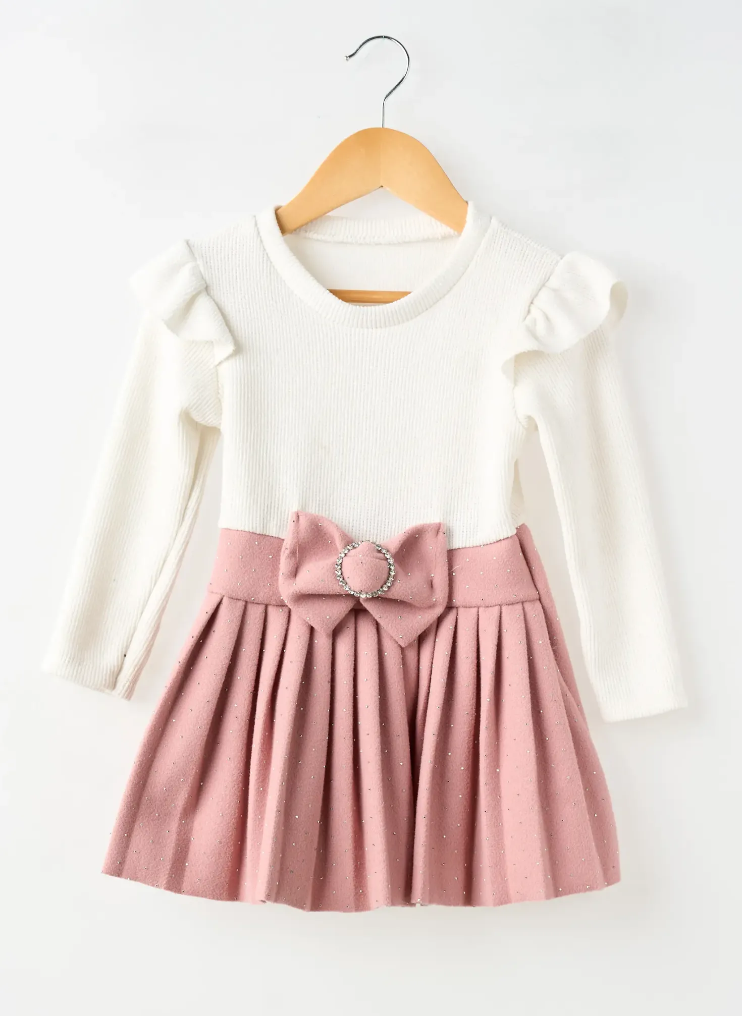 Robe Mi-longue !oho! Rose Manches Longues