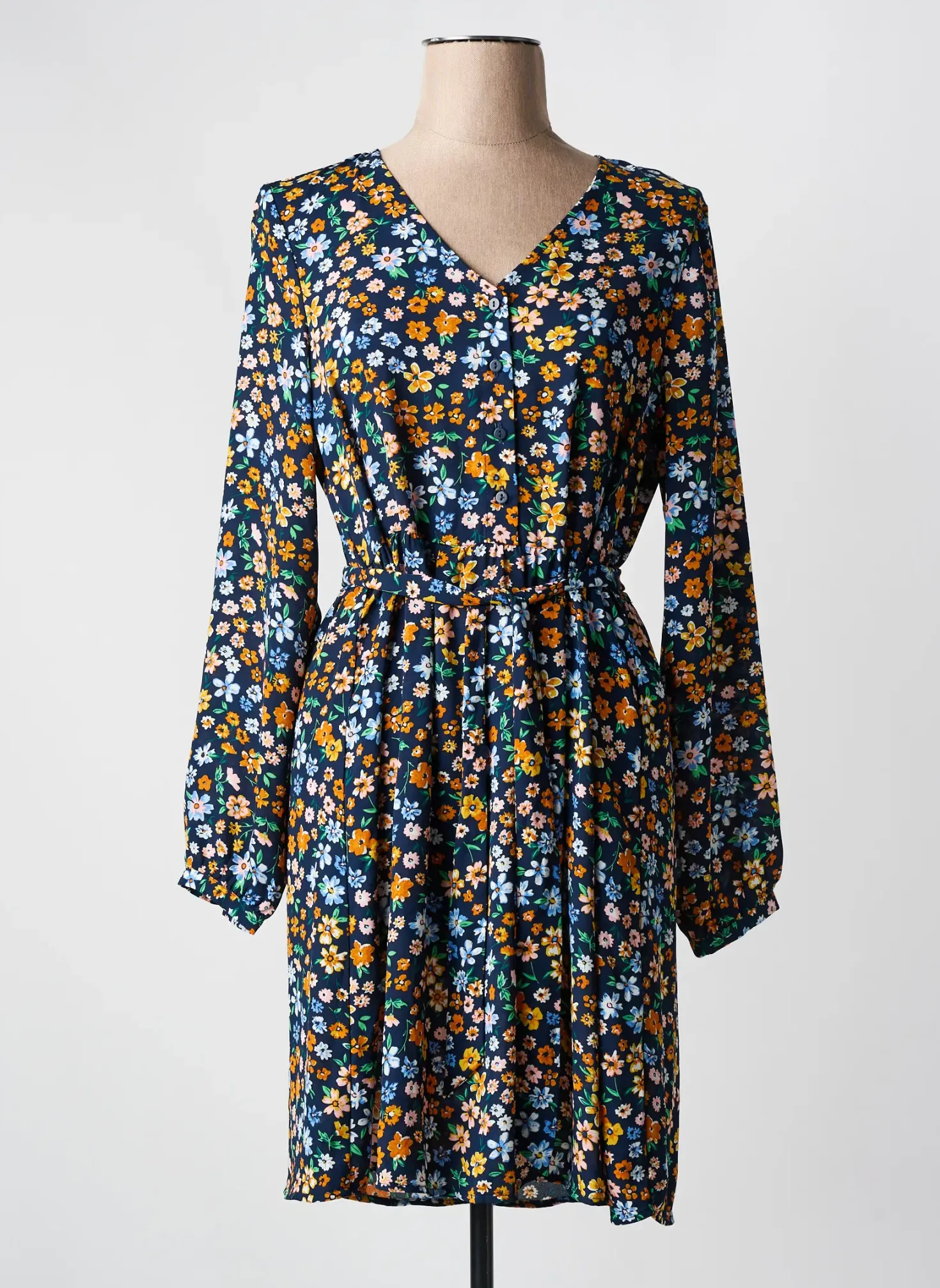 Robe Mi-longue Only Bleu Manches Longues