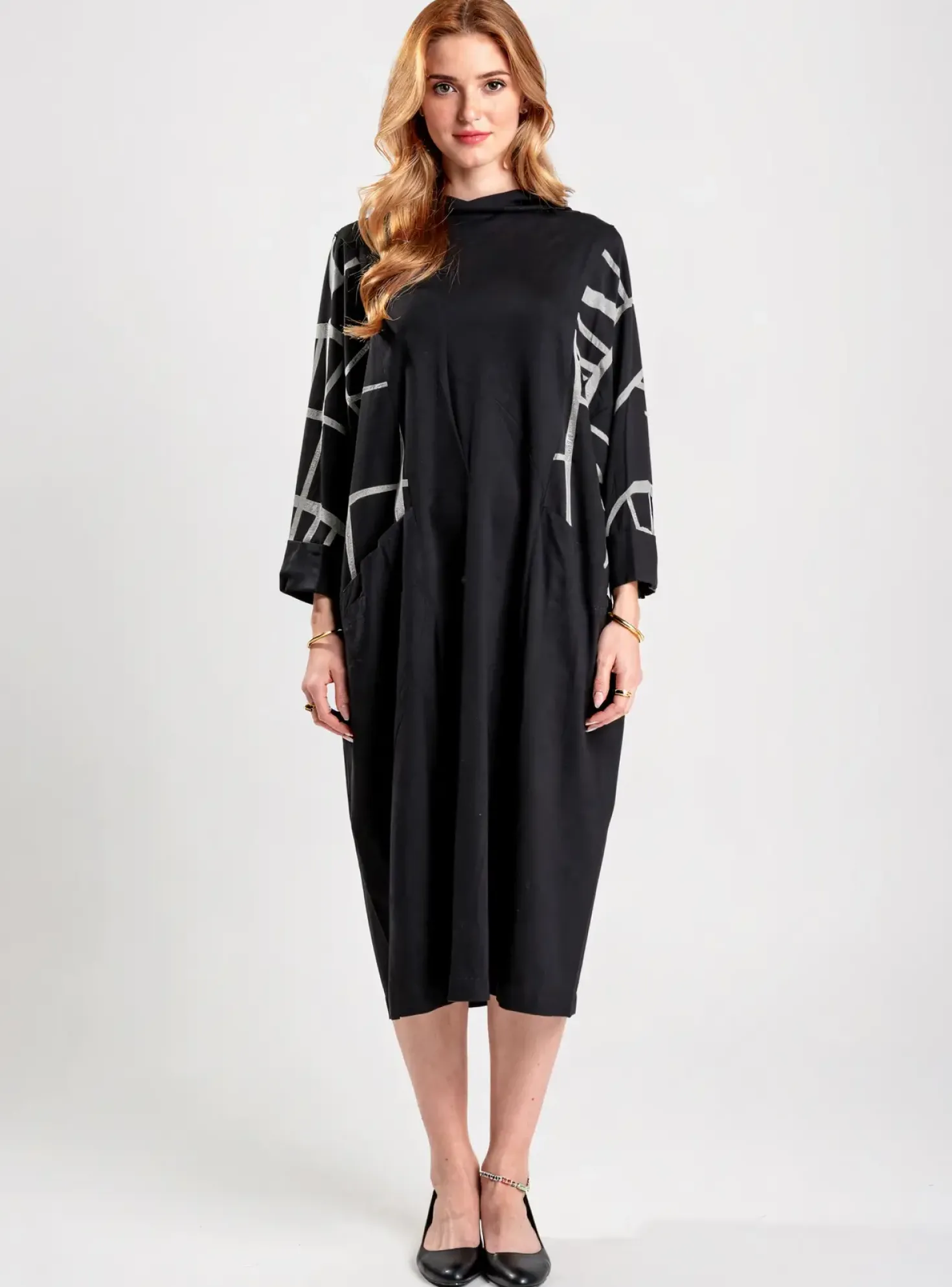 Robe Mi-longue Ozai N Ku Noir Manches Longues