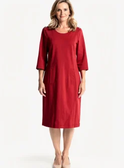 Robe Mi-longue Rabe Rouge Manches 3/4
