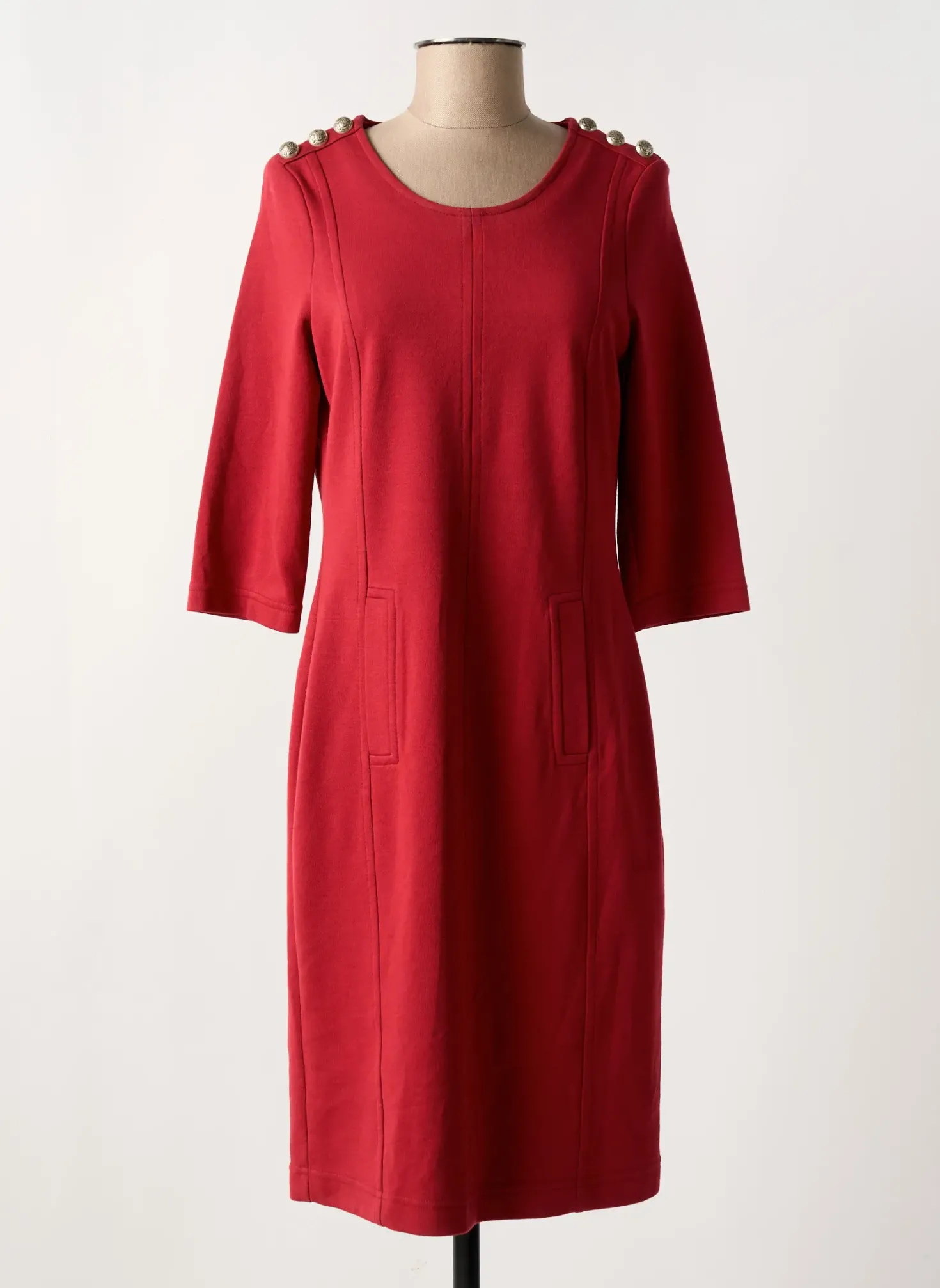 Robe Mi-longue Rabe Rouge Manches 3/4
