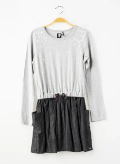 Robe Mi-longue Sorry 4 The Mess Gris Manches Longues