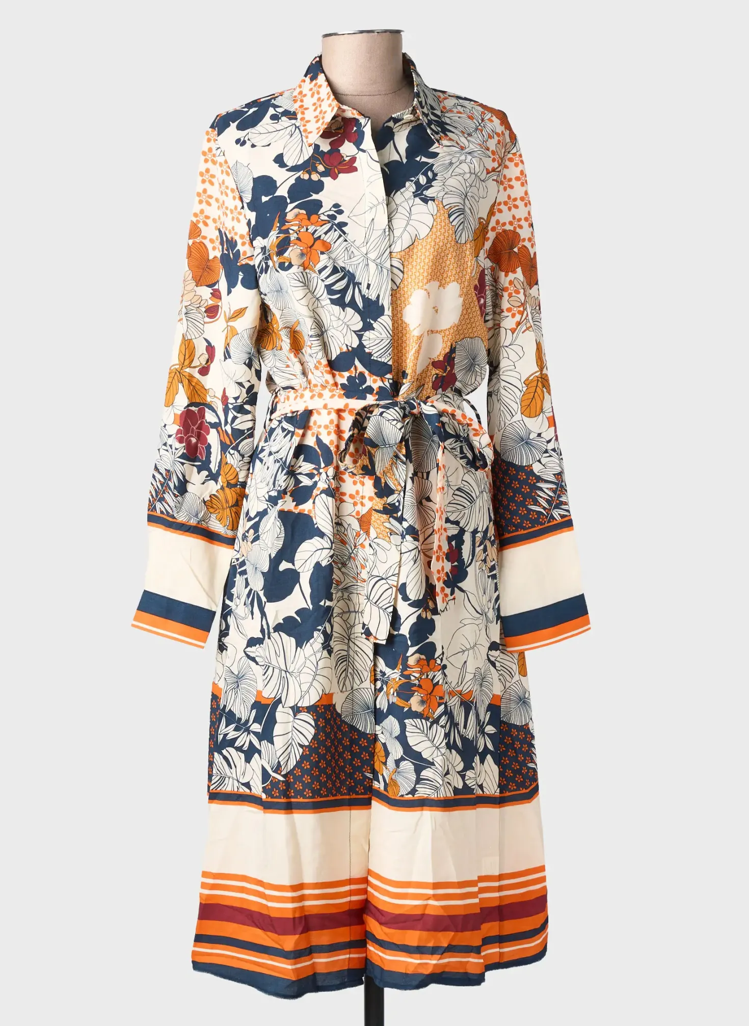 Robe Mi-longue Sovogue Orange Manches Longues