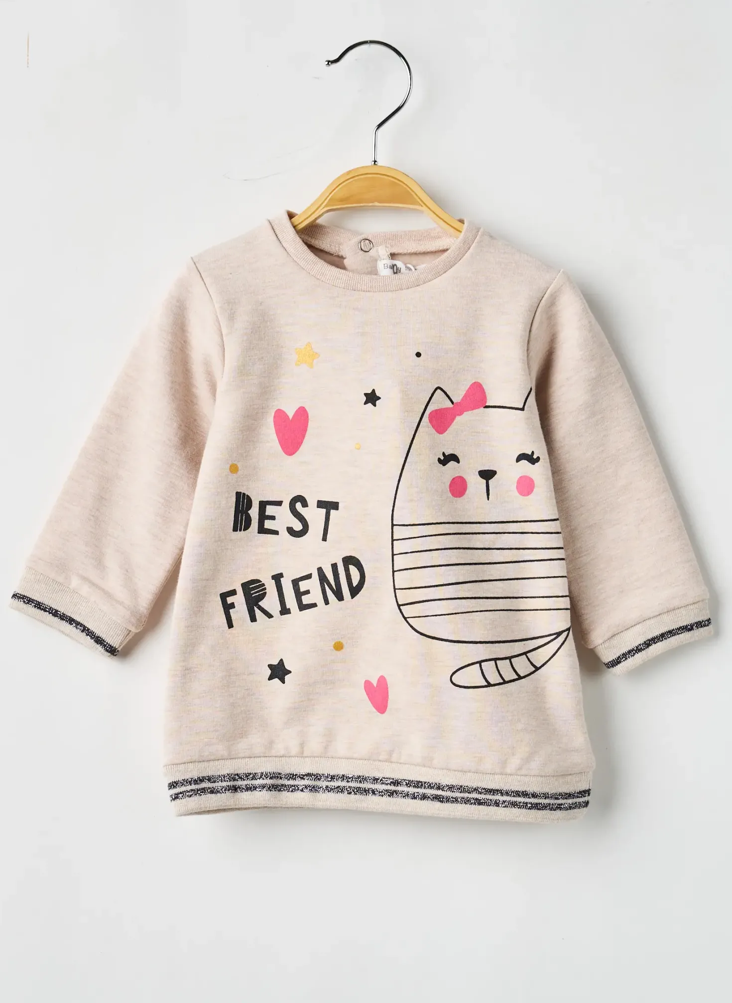 Robe Pull Baby Bol Beige Manches Longues
