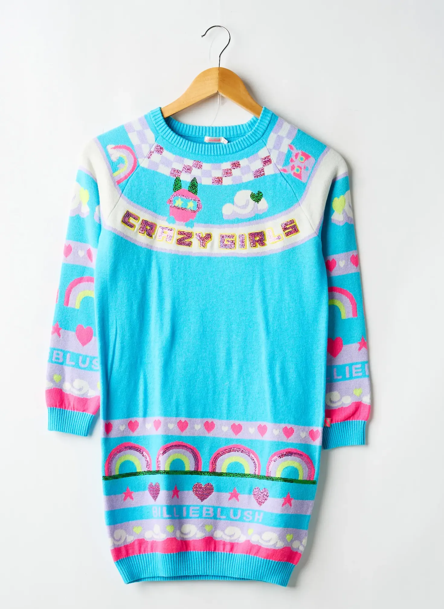 Robe Pull Billieblush Bleu Manches Longues