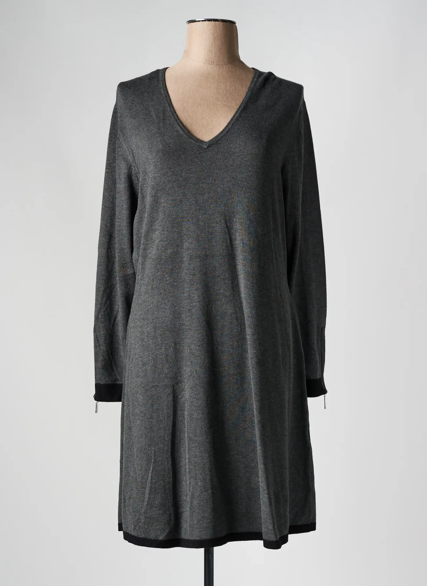 Robe Pull Marble Gris Manches Longues