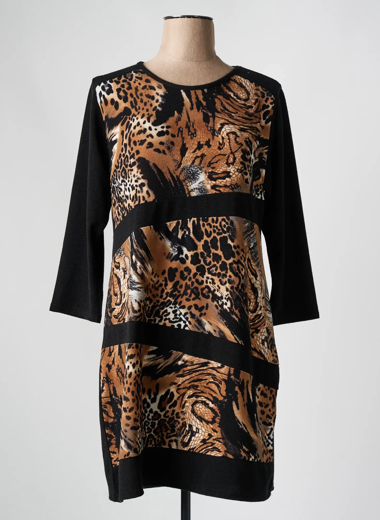 Robe Pull Marble Noir Manches Longues