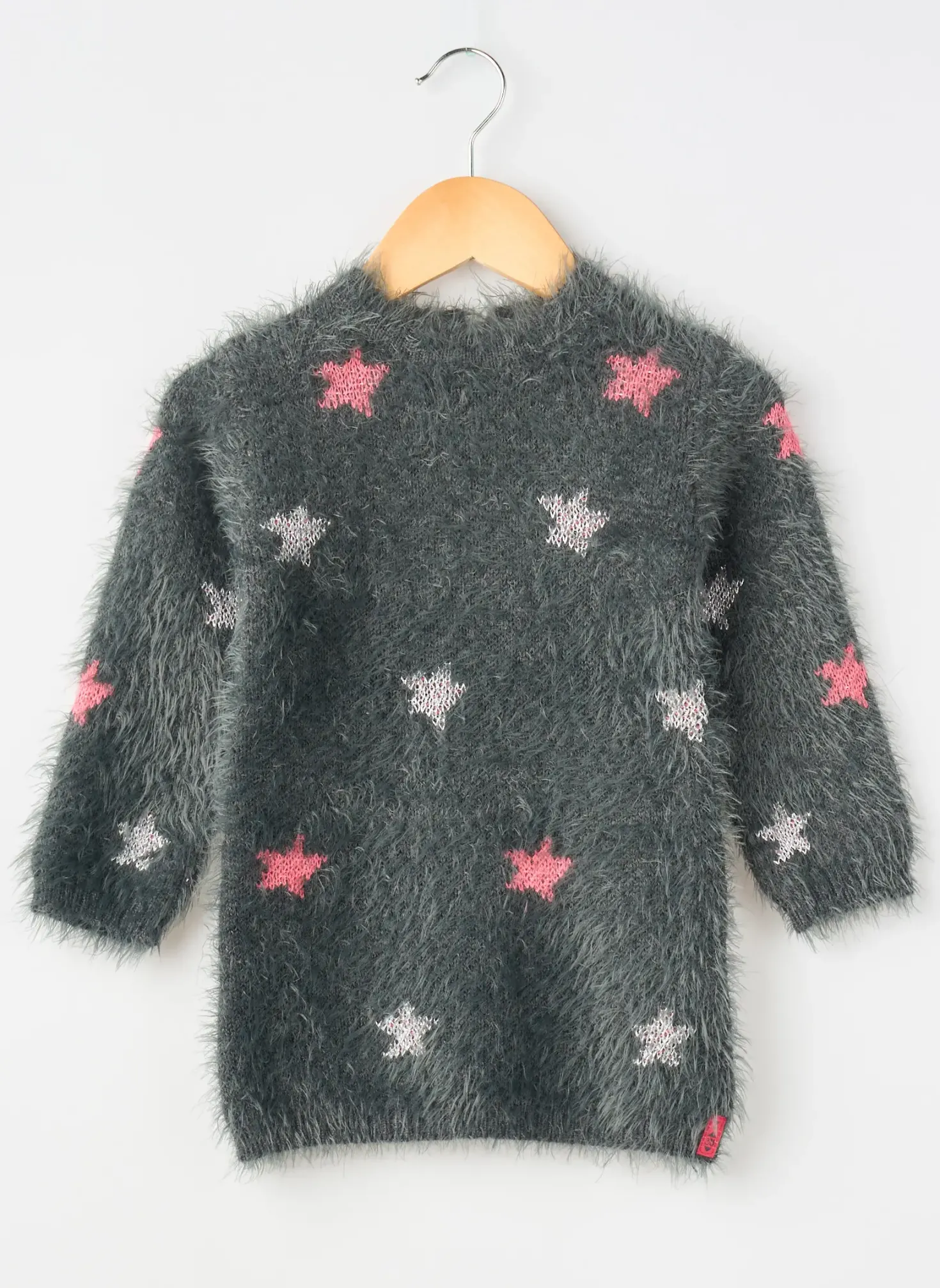 Robe Pull 3 Pommes Gris Manches Longues