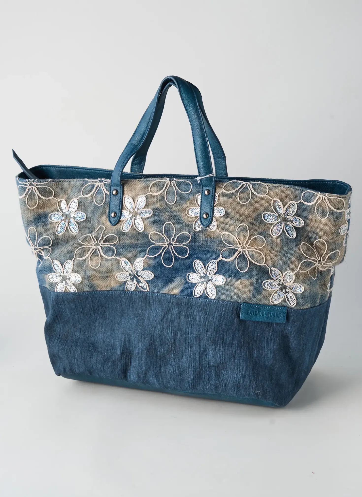 Sac Patrick Blanc Bleu Forme Cabas
