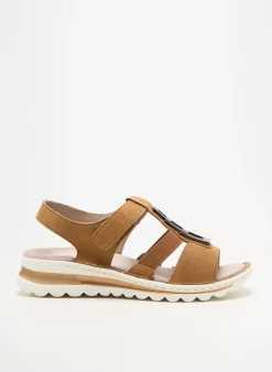 Sandales/nu Pieds Ara Marron Talon Plat Jusqu'à 3cm