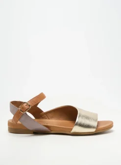 Sandales/nu Pieds Coco Et Abricot Or Talon Plat Jusqu'à 3cm