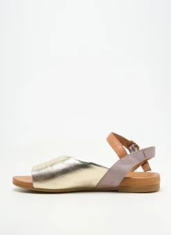 Sandales/nu Pieds Coco Et Abricot Or Talon Plat Jusqu'à 3cm