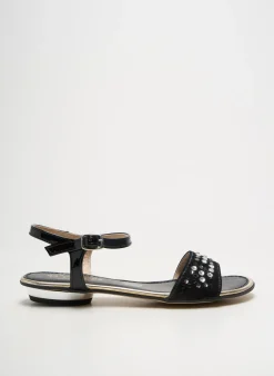 Sandales/nu Pieds D'chicas Noir Talon Plat Jusqu'à 3cm
