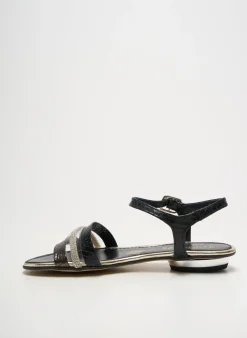 Sandales/nu Pieds D'chicas Noir Talon Plat Jusqu'à 3cm