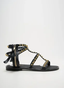 Sandales/nu Pieds Diciottopiu Noir Talon Plat Jusqu'à 3cm