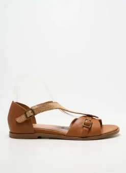 Sandales/nu Pieds Emilie Karston Marron Talon Plat Jusqu'à 3cm