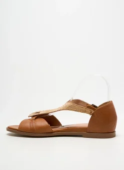 Sandales/nu Pieds Emilie Karston Marron Talon Plat Jusqu'à 3cm