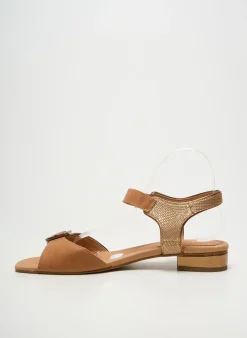 Sandales/nu Pieds Emilie Karston Marron Talon Plat Jusqu'à 3cm