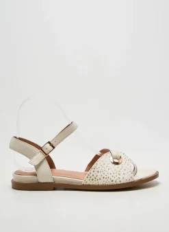 Sandales/nu Pieds Emilie Karston Beige Talon Plat Jusqu'à 3cm