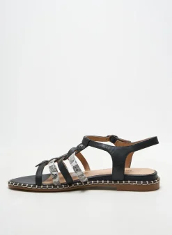 Sandales/nu Pieds Emilie Karston Noir Talon Plat Jusqu'à 3cm
