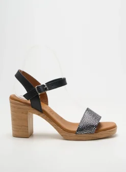 Sandales/nu Pieds Eva Frutos Noir Talon De 7 À 9cm