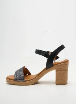 Sandales/nu Pieds Eva Frutos Noir Talon De 7 À 9cm