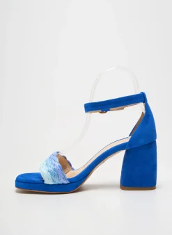Sandales/nu Pieds Fabienne Chapot Bleu Talon De 7 À 9cm