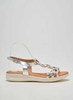 Sandales/nu Pieds Heine Argent Talon Plat Jusqu'à 3cm