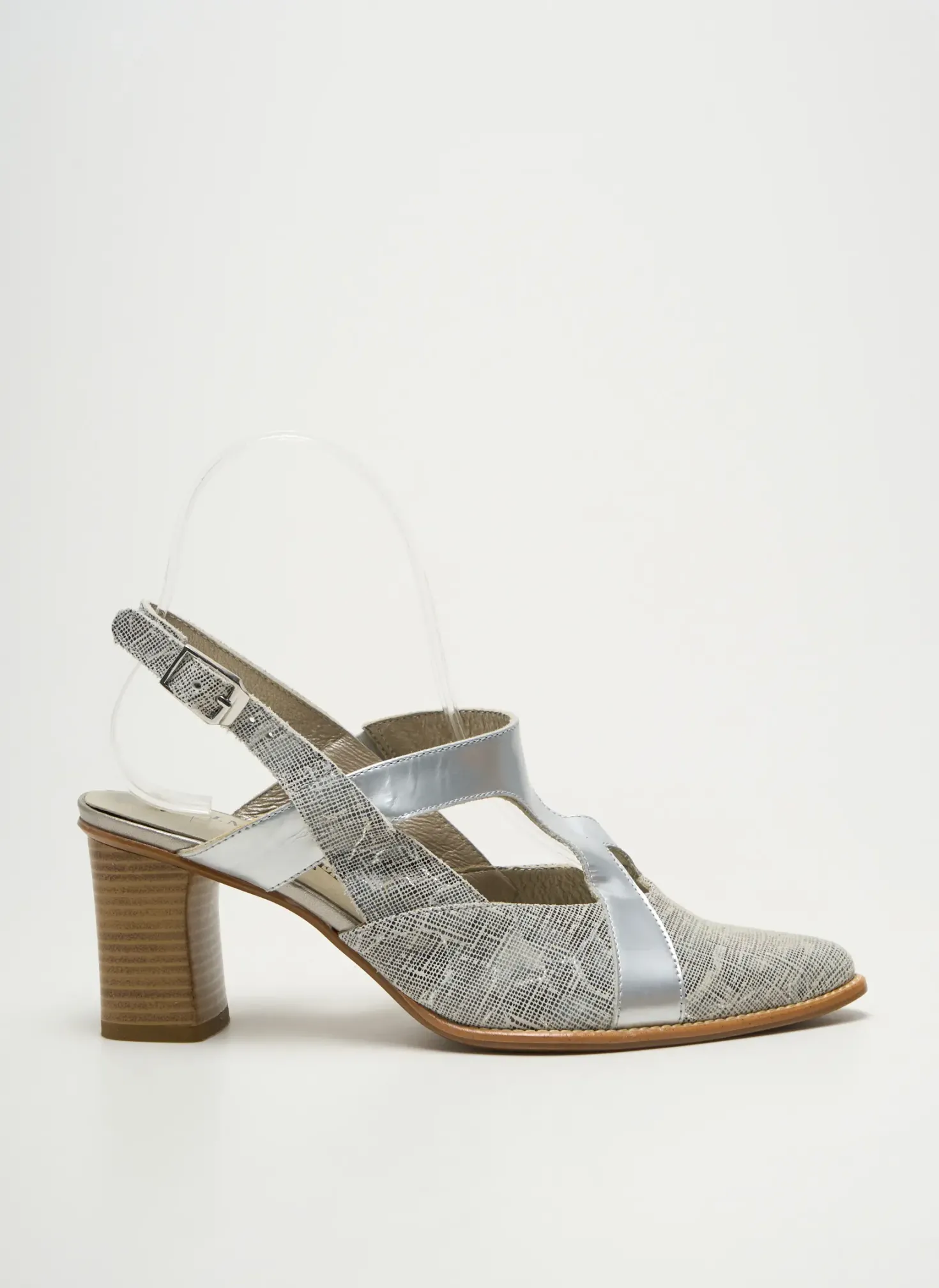 Sandales/nu Pieds J.metayer Argent Talon De 7 À 9cm
