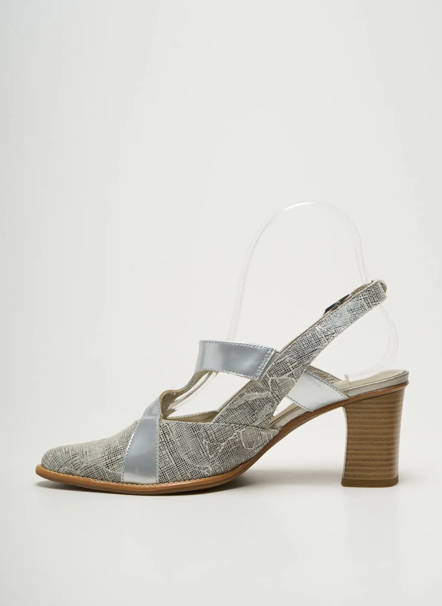 Sandales/nu Pieds J.metayer Argent Talon De 7 À 9cm