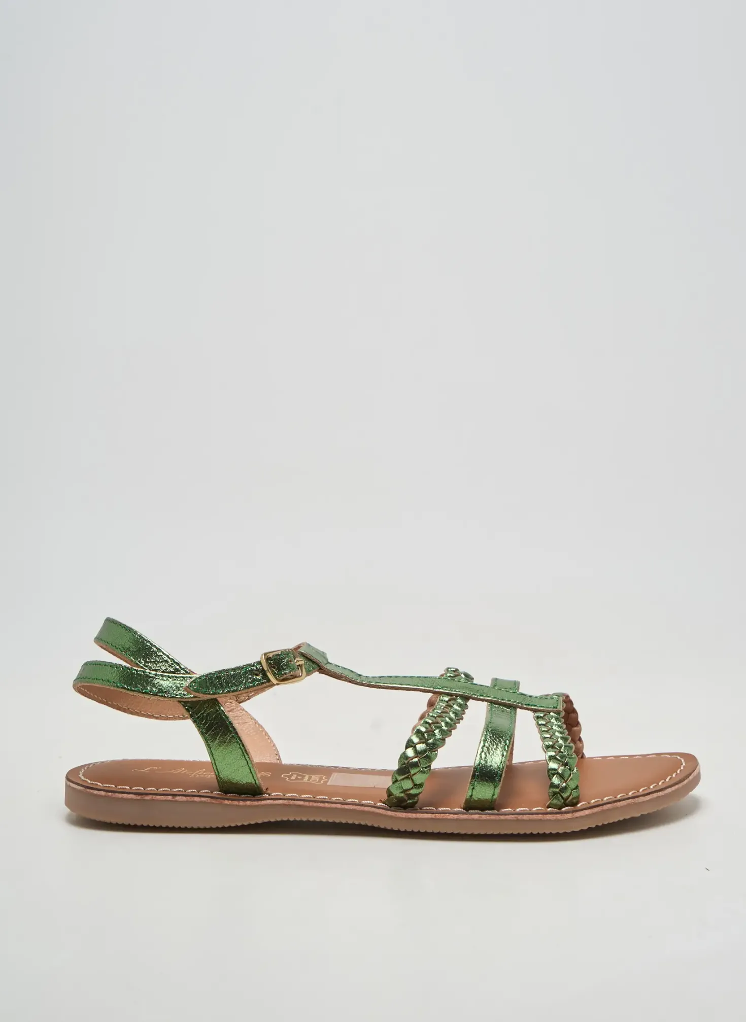 Sandales/nu Pieds L'atelier Tropézien Vert Talon Plat Jusqu'à 3cm